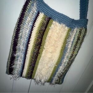 Handmade Colorful Crochet Shoulder Bag with Various Texture - one of a kind/new